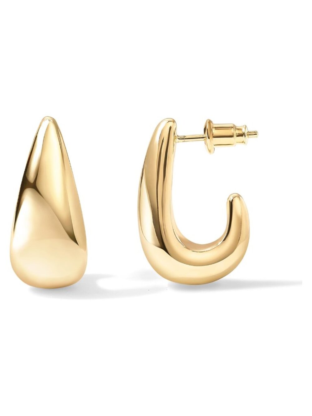 14K Gold Plated Dome Huggie Hoop Earrings 925 Sterling Silver Posts